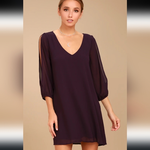 Lulus Shifting Dears Plum Dress Sz.Med NWT - Picture 1 of 10